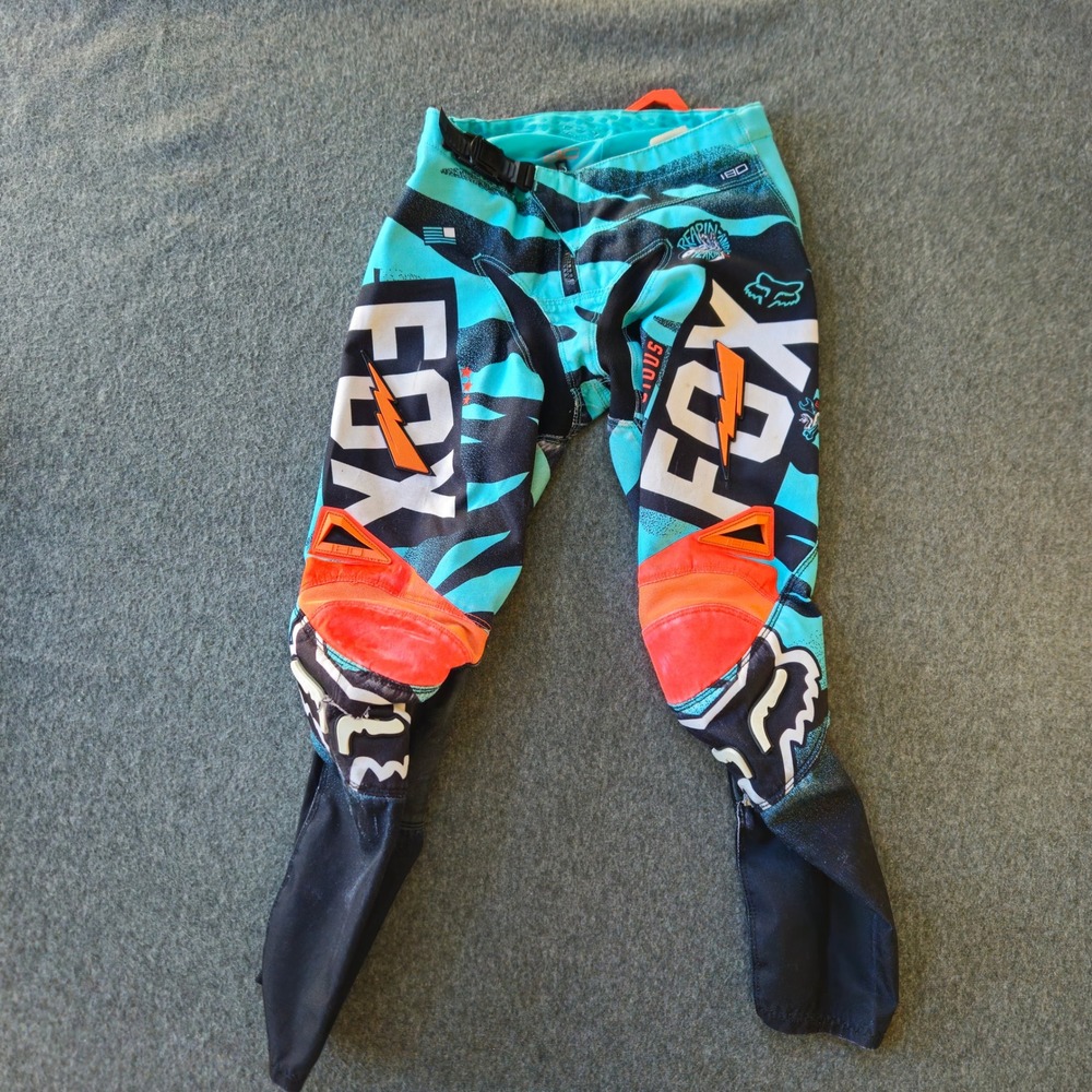 Fox Racing Motocross Pants Kids 10/26 Teal Black 180 Gear Fair Condition